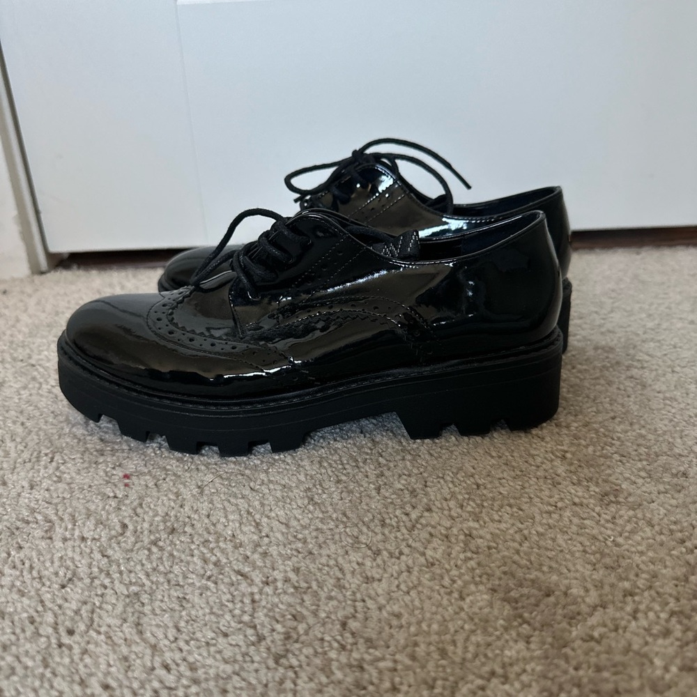 Matt & Nat ITZA Black Vegan Leather Oxford Shoes Size 7 (US) Size 38 (EU)